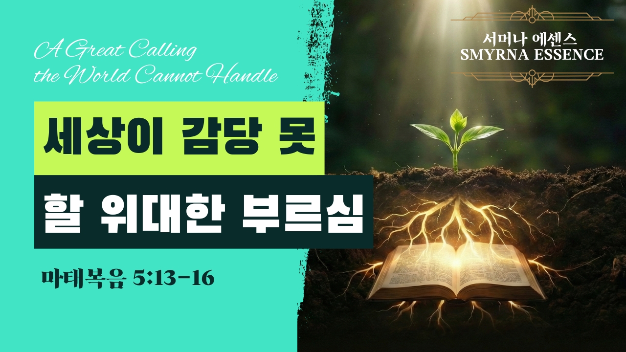 세상이 감당 못 할 위대한 부르심 (A Great Calling the World Cannot Handle) | 마태복음 5:13-16